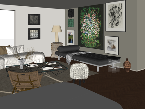 衣帽间 卫生间 餐厅 客厅su模型