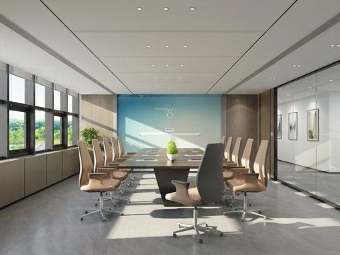 现代网红会议室su模型