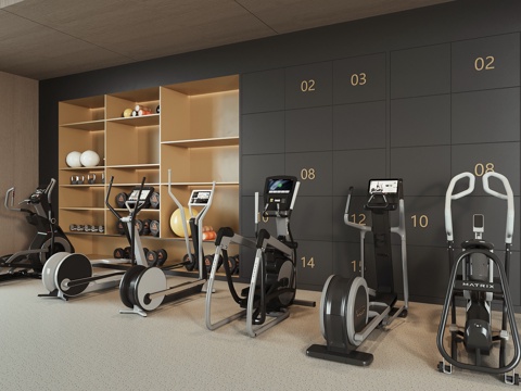 现代健身器材su模型