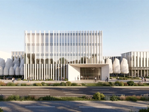 现代工业厂房 现代产业园 多层办公 厂房 产 产业园 办公楼su模型