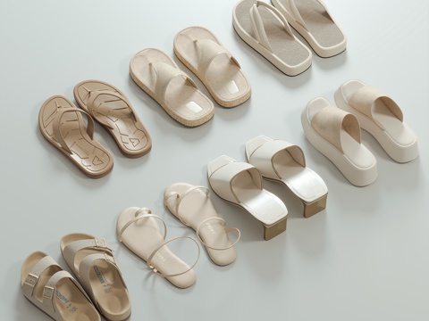  现代拖鞋3d模型 