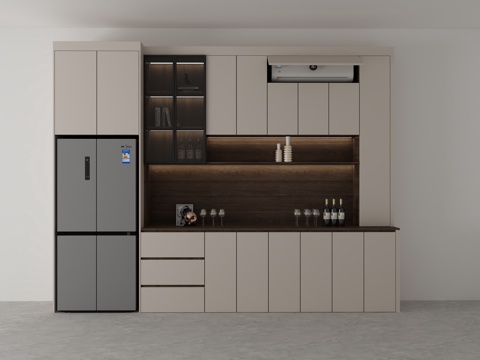  冰箱酒柜3d模型 