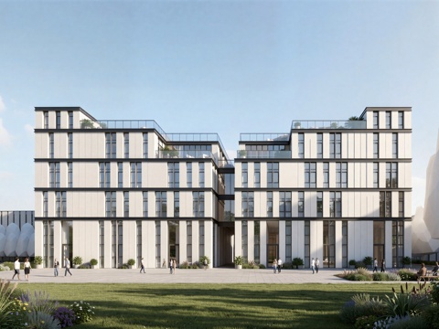  现代工业厂房 现代产业园 多层办公 厂房 产 产业园 办公楼su模型 