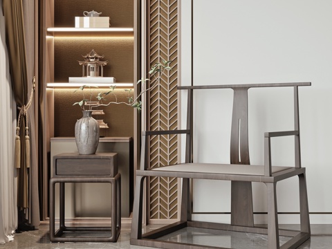 新中式太师椅su模型