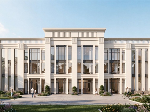 现代工业厂房 现代产业园 多层办公 厂房 产 产业园 办公楼su模型