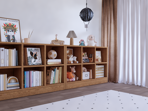  儿童书柜 摆件su模型 