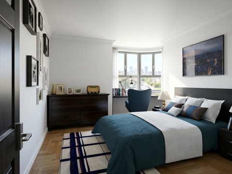 现代简约主卧su模型