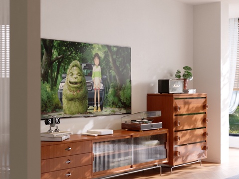  现代北欧中古风实木组合电视柜家具客厅3d模型 