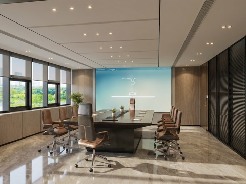 现代网红会议室su模型