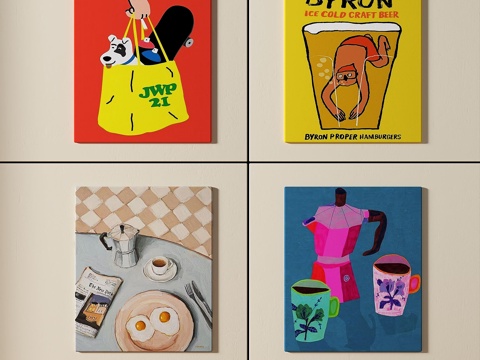  现代，简约，抽象，儿童，挂画3d模型 