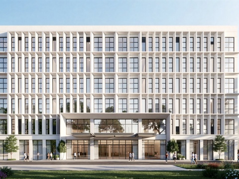  现代工业厂房 现代产业园 多层办公 厂房 产 产业园 办公楼su模型 