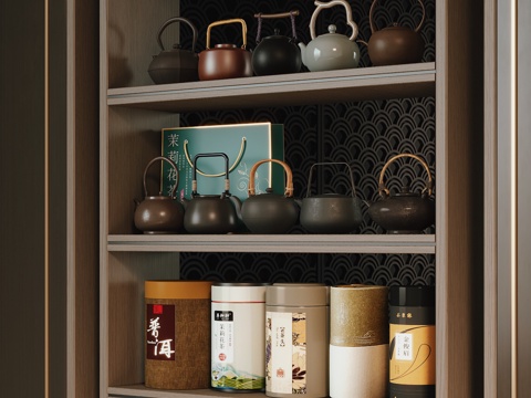 新中式茶具su模型