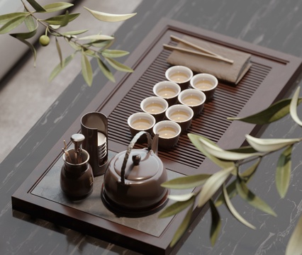 现代茶具茶壶su模型