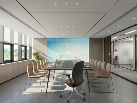 现代网红会议室su模型