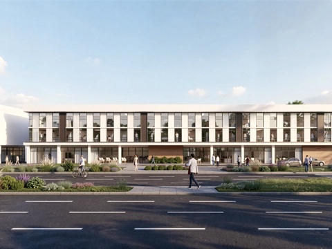  现代工业厂房 现代产业园 多层办公 厂房 产 产业园 办公楼su模型 