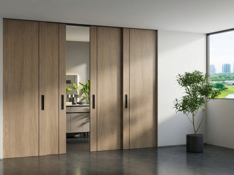 现代推拉门 移门 隐形移门su模型