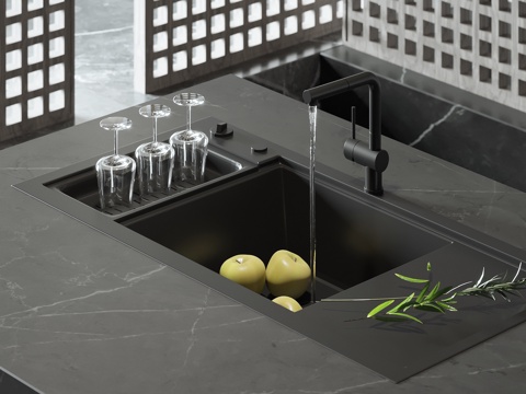  现代水槽3d模型 