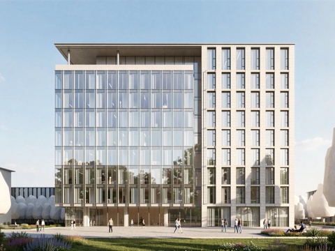  现代工业厂房 现代产业园 多层办公 厂房 产 产业园 办公楼su模型 