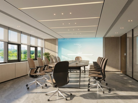 现代网红会议室su模型