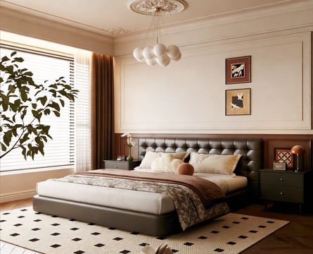 中古风主卧3d模型