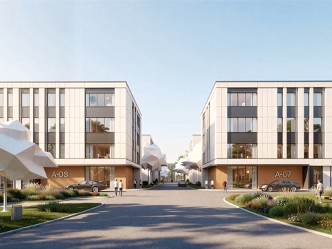  现代工业厂房 现代产业园 多层办公 厂房 产 产业园 办公楼su模型 