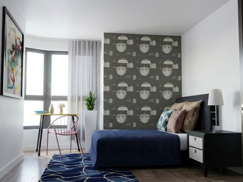 现代简约卧室su模型