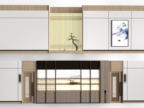 现代办公室走廊 酒店走廊 过道su模型