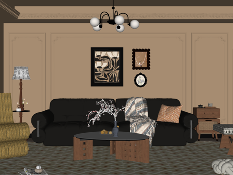 衣帽间 客厅 卫生间su模型