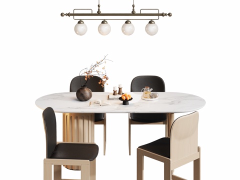  原木餐桌椅组合3d模型 