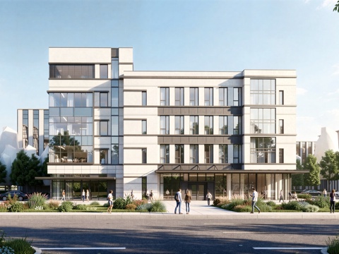  现代工业厂房 现代产业园 多层办公 厂房 产 产业园 办公楼su模型 