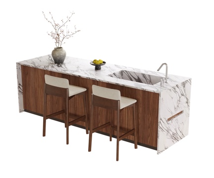  现代吧台吧椅3d模型 