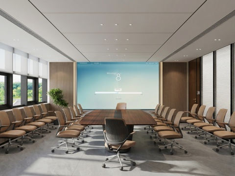 现代网红会议室su模型