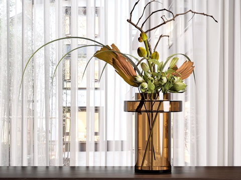  现代花瓶花艺插花3d模型 