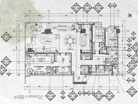 400㎡家装大平层全套施工图   CAD家装施工图   样板cad施工图