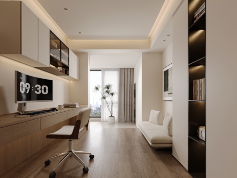  现代意式书房3d模型 