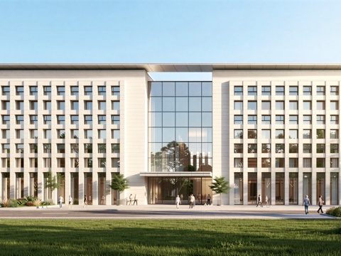  现代工业厂房 现代产业园 多层办公 厂房 产 产业园 办公楼su模型 