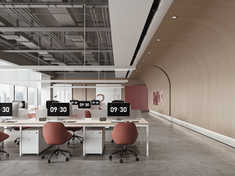  现代办公区3d模型 