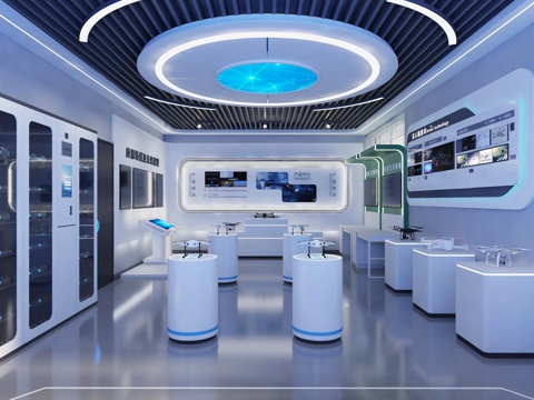 现代无人机展厅 科技展厅展览 企业展厅 无人机展馆 无人机展3d模型