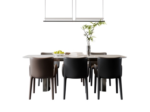 现代意式餐桌椅su模型