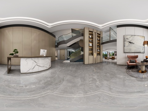  现代售楼处大厅 现代办公楼大厅 办公楼大堂 