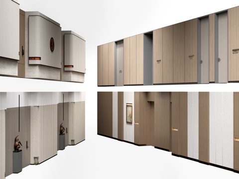 现代办公室走廊 酒店走廊 过道su模型