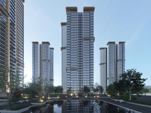 现代高层住宅  小区住宅建筑 高端住宅建筑su模型