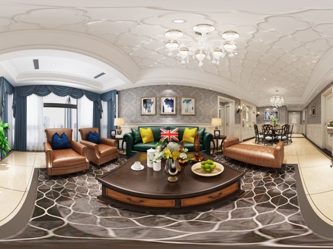  简欧客餐厅 简欧沙发茶几 简欧餐桌椅 简欧电视柜 