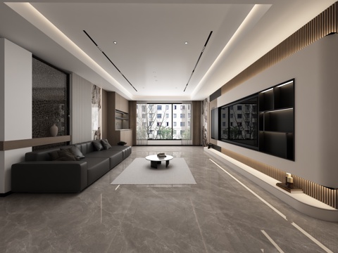  现代客厅3d模型 