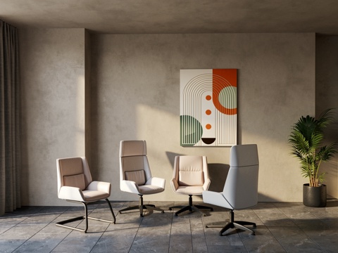  现代办公椅_旋转升降工作椅su模型 