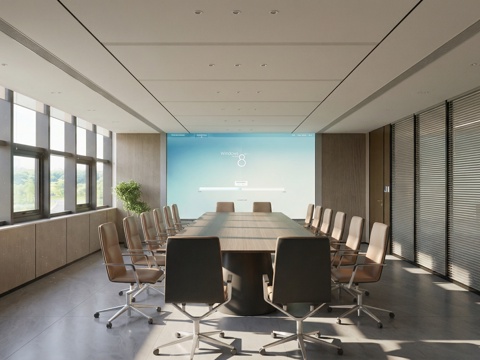 现代会议室su模型