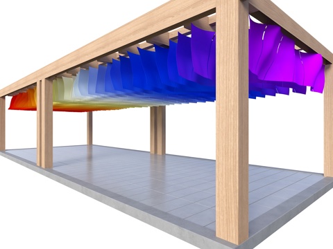 景观廊架 彩色吊顶 艺空间廊架 异形顶廊架 彩色纹理纸吊顶su模型su模型