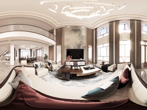  新中式挑空别墅 