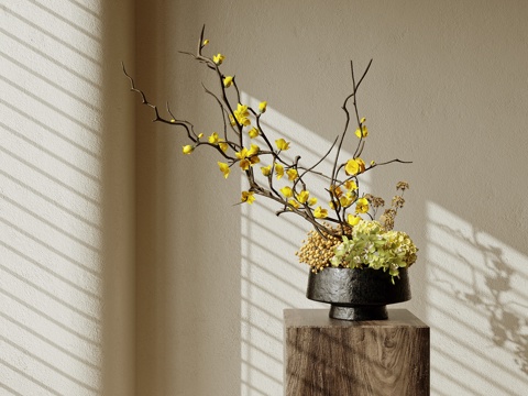  现代花瓶花艺插花3d模型 