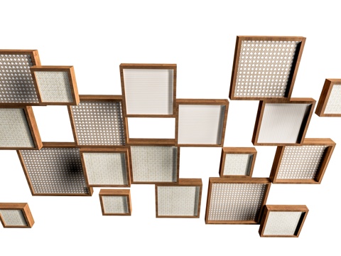 现代吊顶构件 吊顶装饰 编织吊顶 木方格吊顶su模型